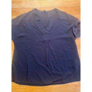 Primark Black Short Sleeve V-Neck Top Womens Size 8 Cotton Blend